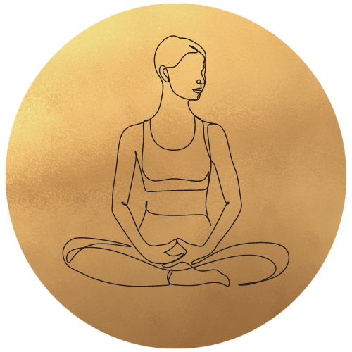 Meditierende Frau in goldenem Kreis